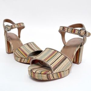 Urban Outfitters Multicolor Woven Platform Block Heel Sandals